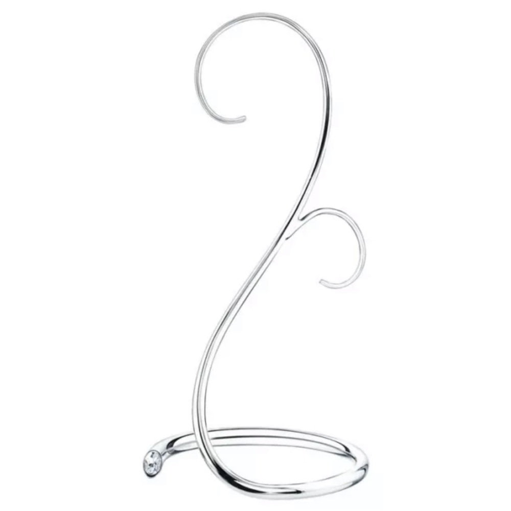 New In Box Swarovski Christmas Silver 7” Ornament Home Display Stand #1076800